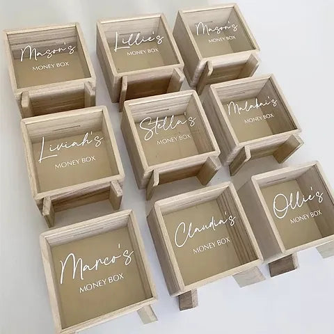 Wooden money boxes