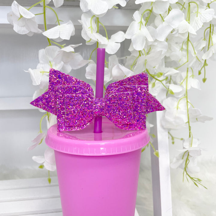 GLITTER DOUBLE BOW STRAW TOPPER