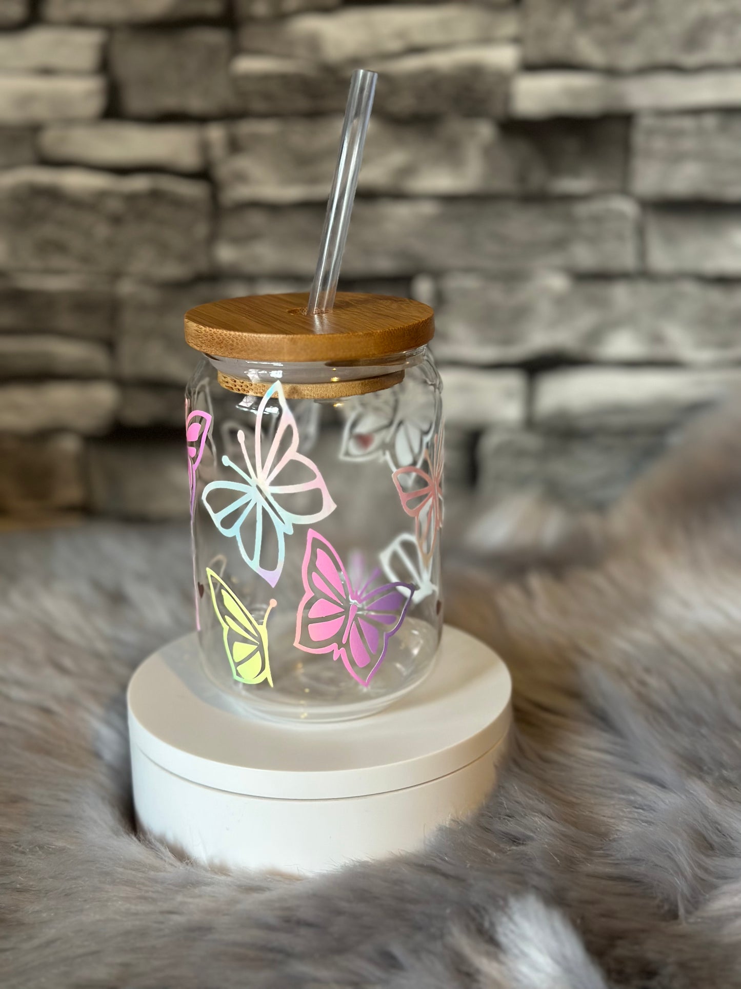 BUTTERFLY 16oz BAMBOO GLASS