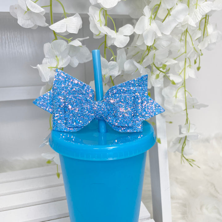 GLITTER DOUBLE BOW STRAW TOPPER