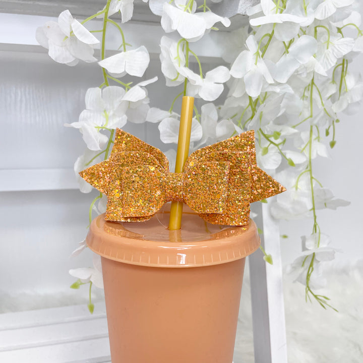 GLITTER DOUBLE BOW STRAW TOPPER