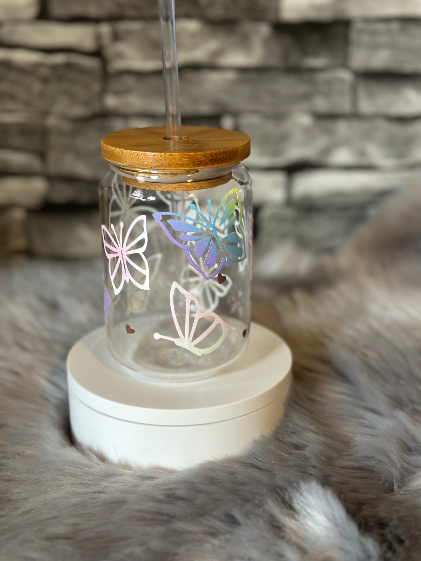 BUTTERFLY 16oz BAMBOO GLASS