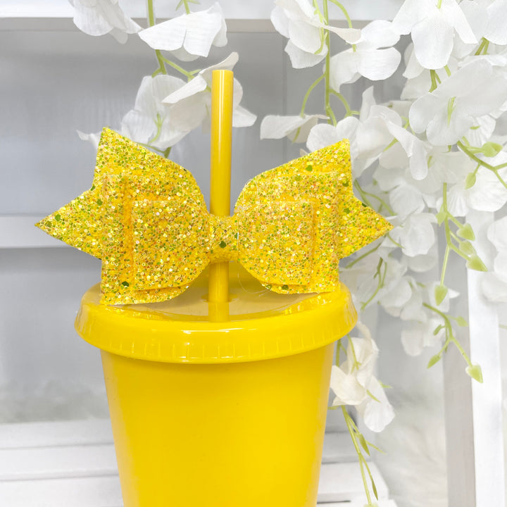 GLITTER DOUBLE BOW STRAW TOPPER