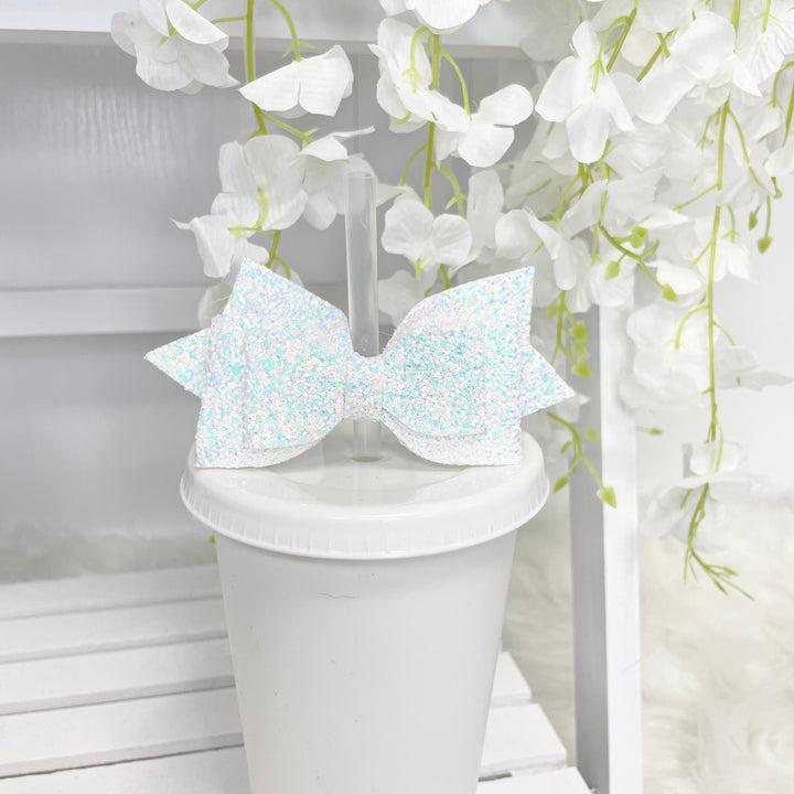 GLITTER DOUBLE BOW STRAW TOPPER