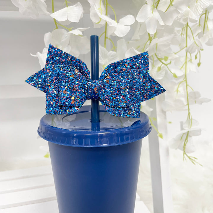 GLITTER DOUBLE BOW STRAW TOPPER