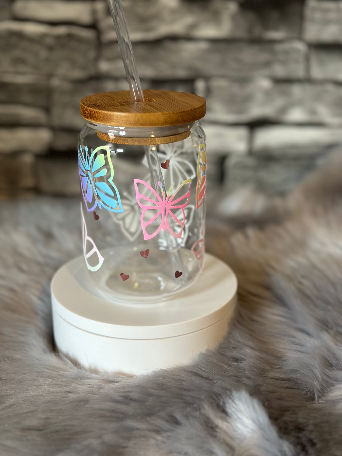 BUTTERFLY 16oz BAMBOO GLASS