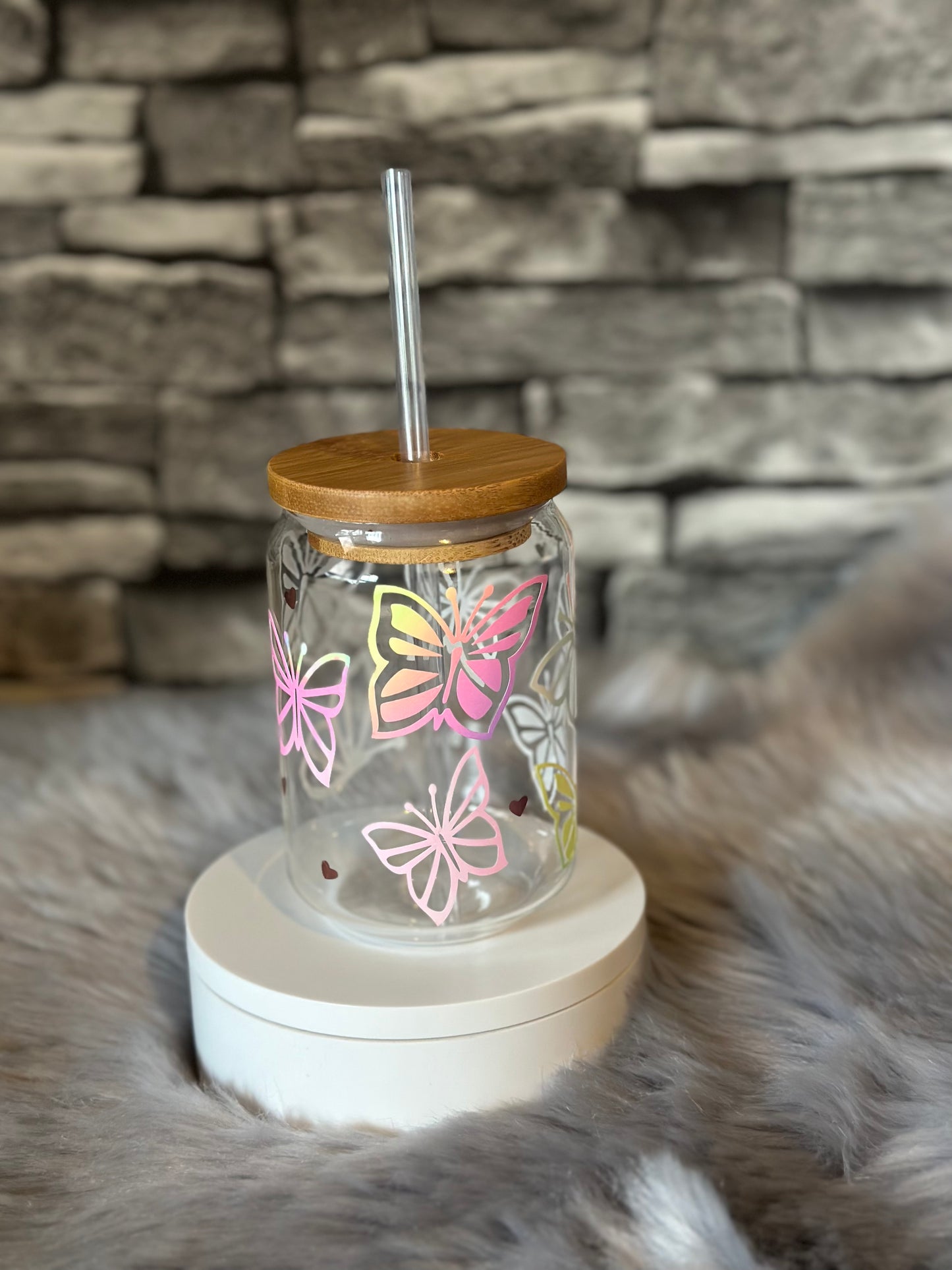 BUTTERFLY 16oz BAMBOO GLASS