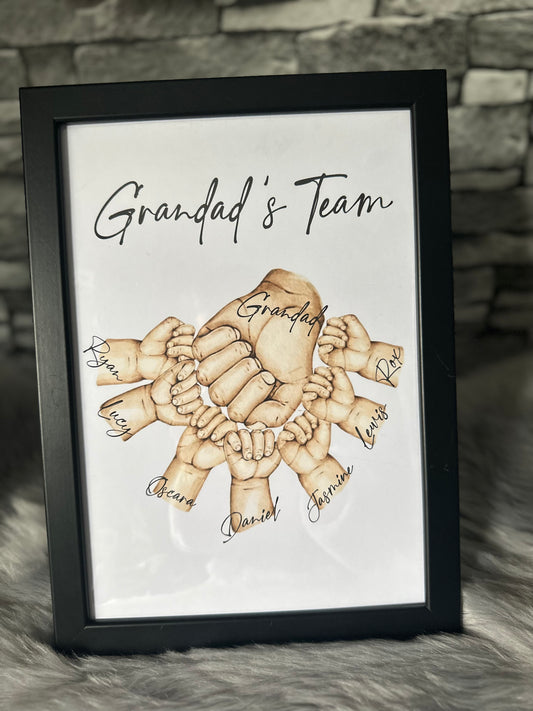 TEAM GRANDAD SKIN COLOUR FRAMED PRINTS