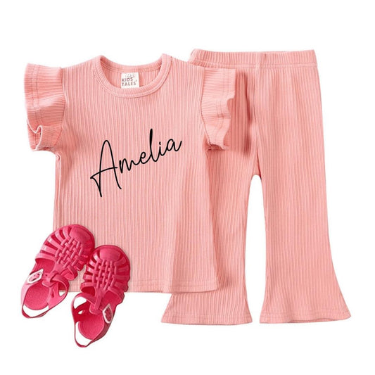 RIBBED FRILL FLARE CO-ORD SETS
