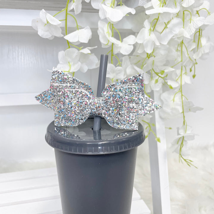 GLITTER DOUBLE BOW STRAW TOPPER